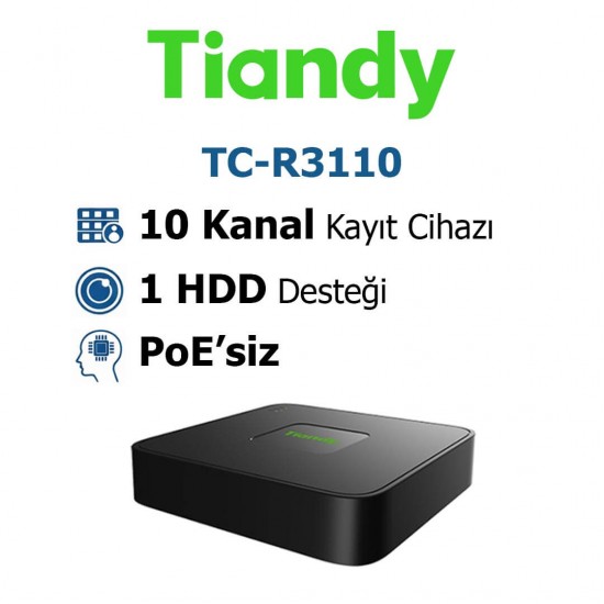 Tiandy TC-R3110 10 kanal plastik nvr kayıt cihazı ip kamera sistemi